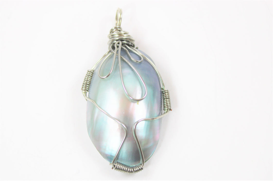 Natural Shell in Sterling Silver Wire Wrap