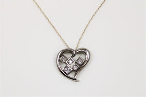 White Topaz & Sterling Silver Heart Necklace