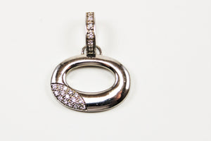 Sterling Silver Oval and White Topaz Pendant