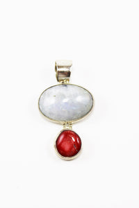 Moonstone & Red Coral Pendant