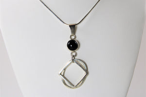 Two Cut Sterling Silver and Onyx Necklace
