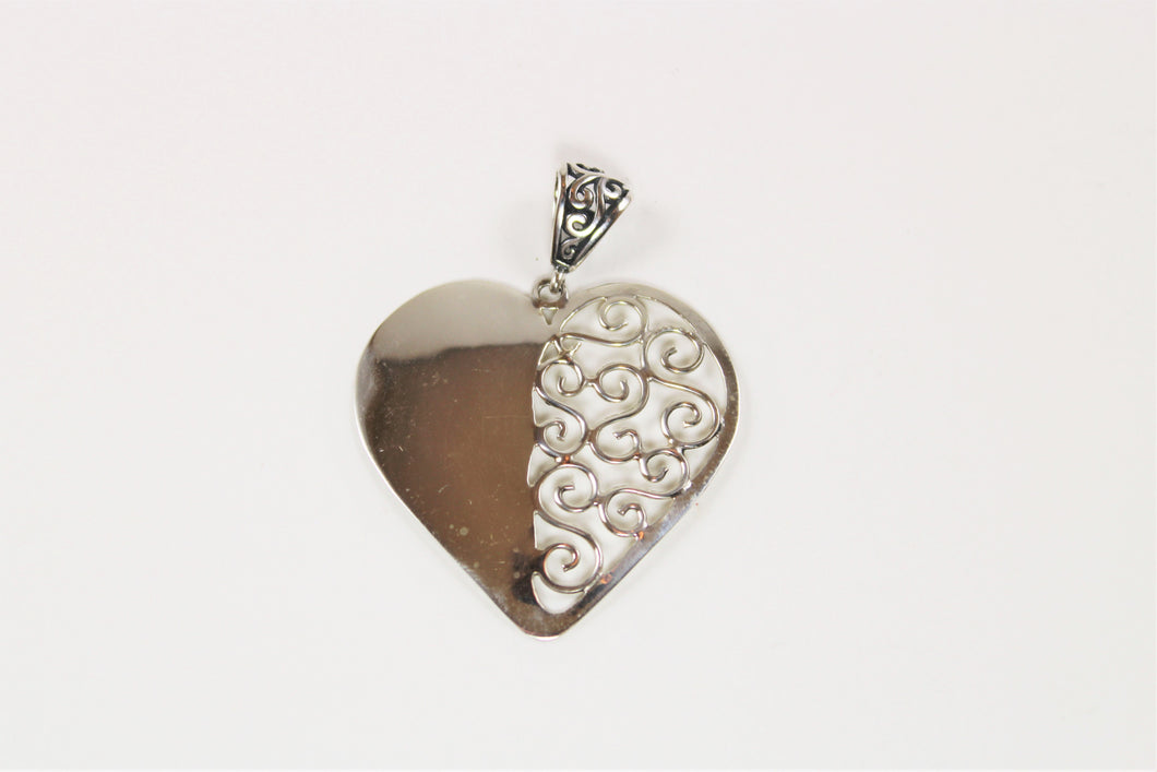 Sterling Silver Divided Heart Pendant