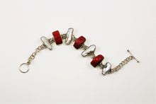 Load image into Gallery viewer, Red Coral and Stick Pearl Bracelet