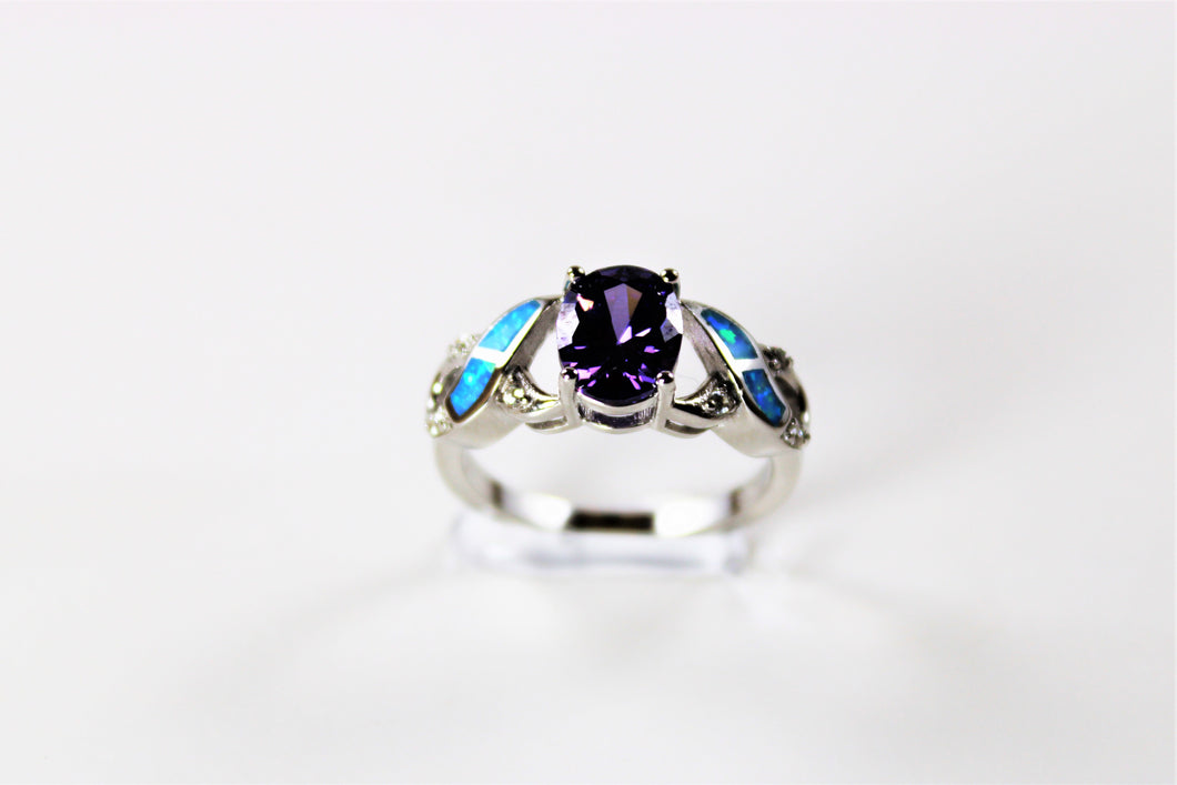 Amethyst and Opal Ring - Available in size 7,8 and 9