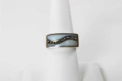Mother of Pearl & Marcasite Ring - Only 1 Available in size 8!