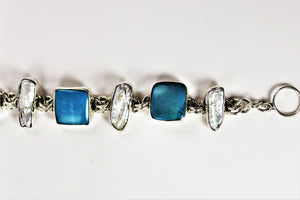 Turquoise & Stick Pearl Bracelet