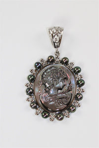 Black Mother of Pearl Cameo Pendant