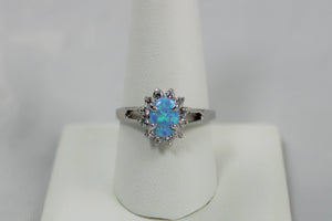 Opal and White Sapphire Ring