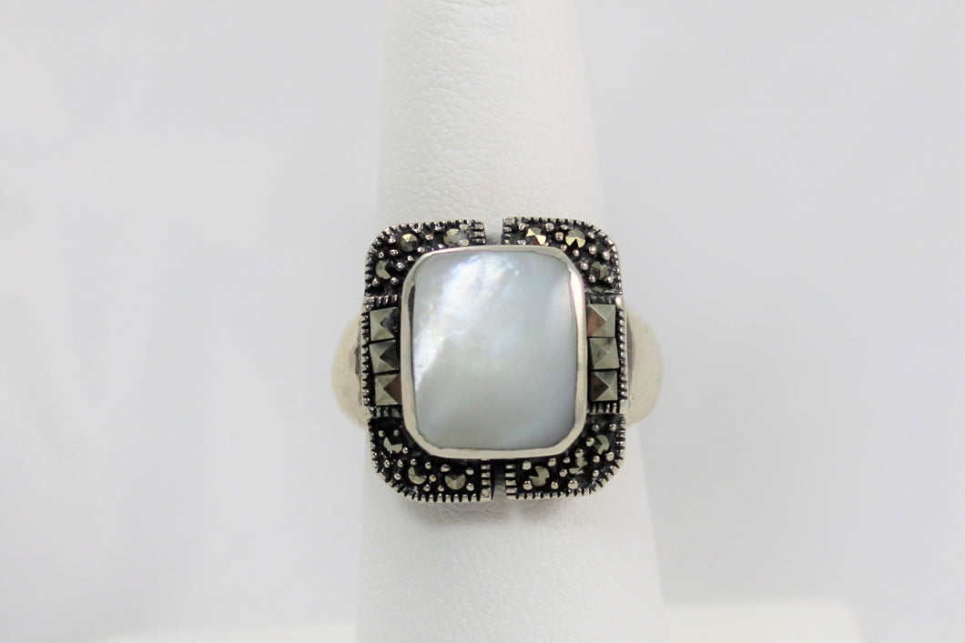 Mother of Pearl and Marcasite Ring - available in size 6 and size 9 only