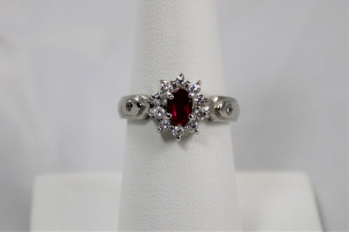 Garnet and White Topaz Ring - Available in size 7 only!