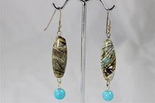 Load image into Gallery viewer, Jasper and Ice Blue Agate Earrings
