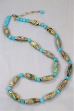 Load image into Gallery viewer, Zebra Jasper and Blue Ice Agate Necklace