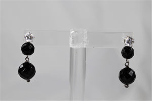 Onyx and White Topaz Earrings
