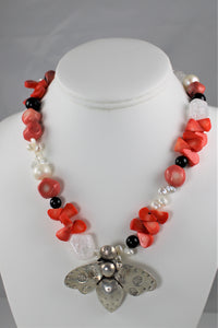 Coral Bee Necklace