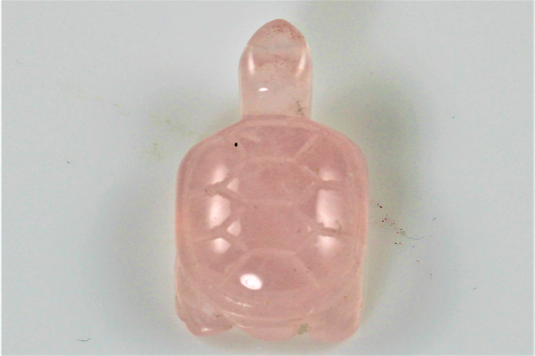 Rose Quartz Turtle - Hand Carved - Top Drilled