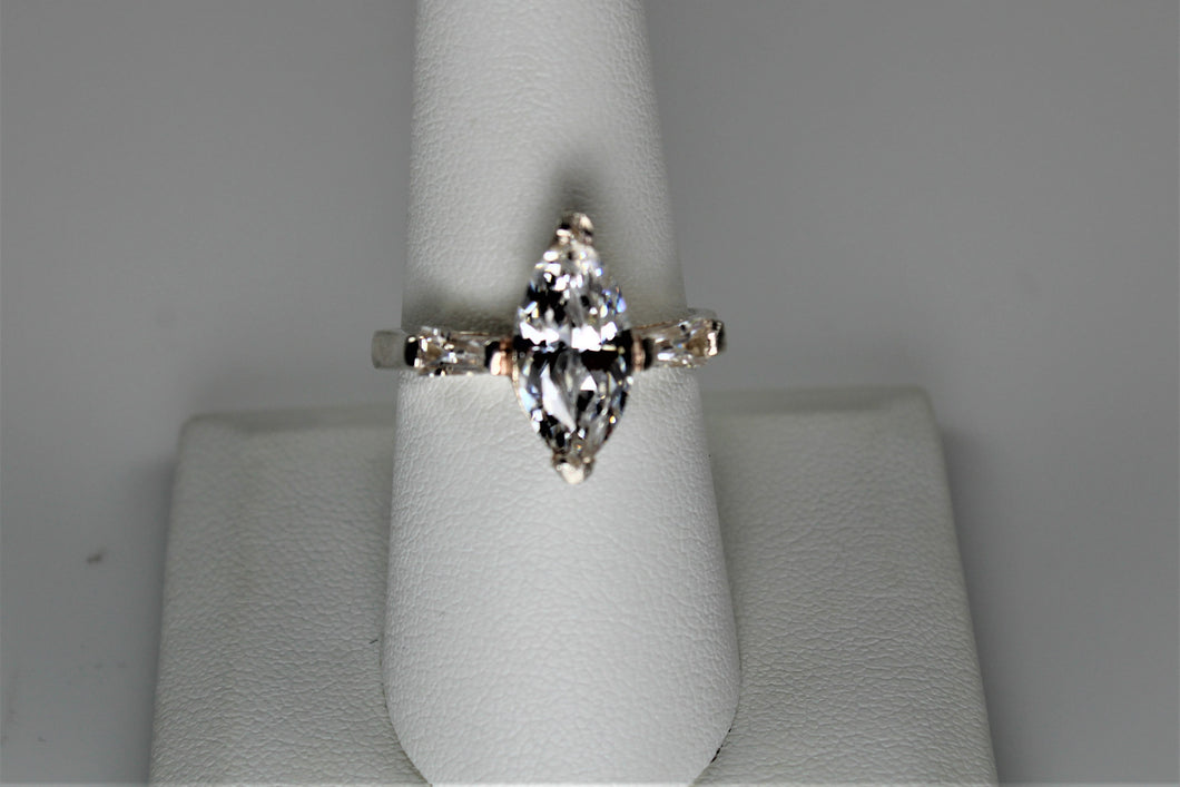 White Topaz Marquee Cut Ring - size 10 only!