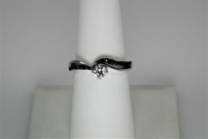 White Topaz and Onyx Ring -  only available in size 8