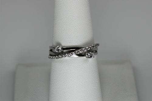 White Topaz and Sterling Silver Twist Band
