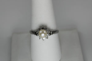 Pearl and White Topaz Ring - size 8 and 9 available