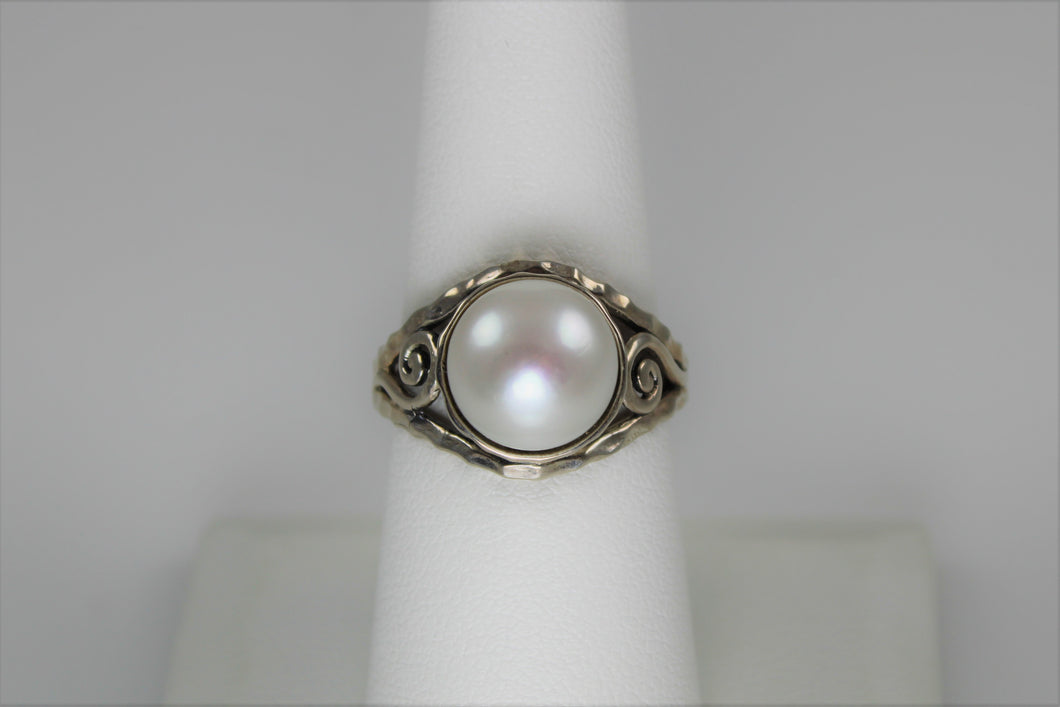 Pearl Ring - Set in Sterling Silver Filagree - one size 8 still in stock