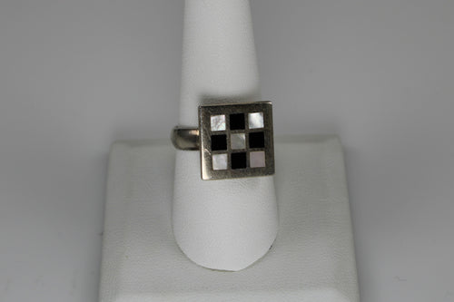 Sterling Silver Checkerboard Ring - one size 9 available