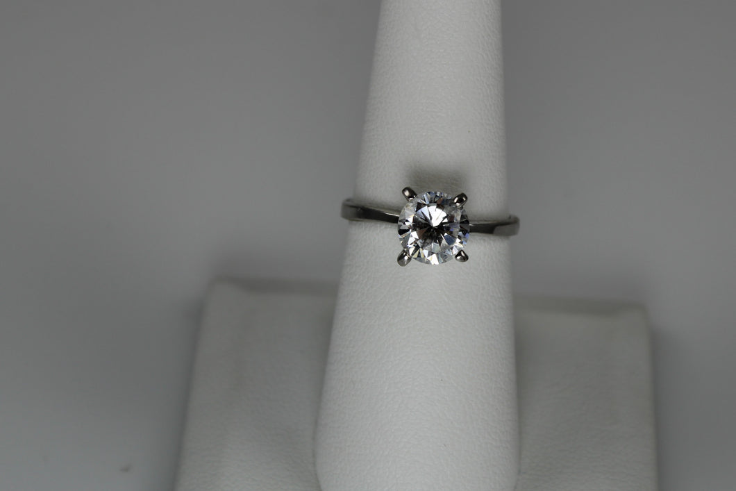 White Topaz Dainty Princess Cut  Ring - only one size 6 available