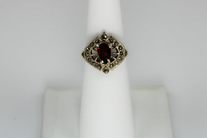Garnet and Marcasite Ring - available in size 6 only