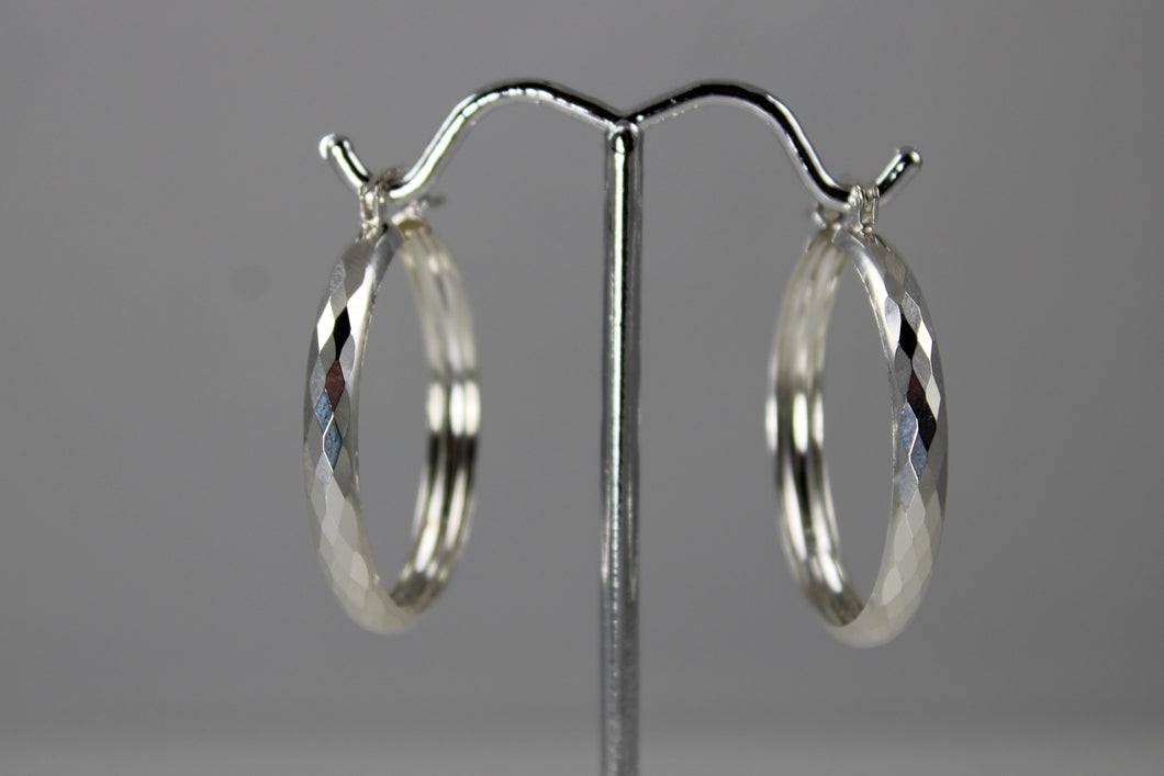 Sterling Silver Diamond Cut Hoops