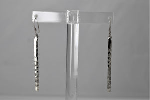 Sterling Silver Diamond Cut Bar Earrings
